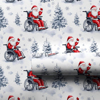 Waving Santa Claus Gift Wrap, Wheelchair Santa Wrapping Paper, Watercolor Inclusive Christmas Wrapping Paper, Adaptive Holiday Gift Wrap