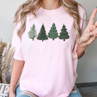 Hand-Drawn Holiday Pine Forest Graphic Tee, Christmas Tree T-Shirt, Comfy Winter Xmas Shirt, Festive Holiday Season Present