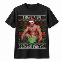 Humorous Meme Ugly Christmas Shirt, Barry Big Package Christmas Shirt, Holiday Gag Graphic Tee, Humor Secret Santa Top, Adult Christmas Shirt