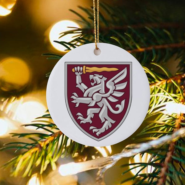Latvian Heraldic Lion Griffin Tree Ornament, Latvia Coat of Arms Ceramic Ornament, Baltic National Pride Ornament, Heritage C