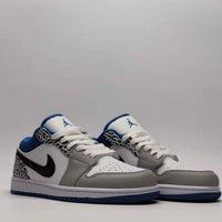Low Top Sneakers, Blue White Colorway, Cracked Pattern, Lace Up Design, Casual Gift for Sneaker Fans