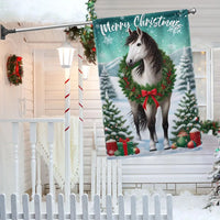 Winter Wreath Equestrian Yard Flag, Horse Merry Christmas Garden Flag, Double Sided Christmas Flag, Farmhouse Holiday Lawn Decor Present