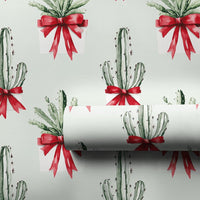 Watercolor Desert Holiday Gift Wrap, Southwest Christmas Cactus Wrapping Paper, Plant Lover Xmas Wrapping Paper, Present Wrap