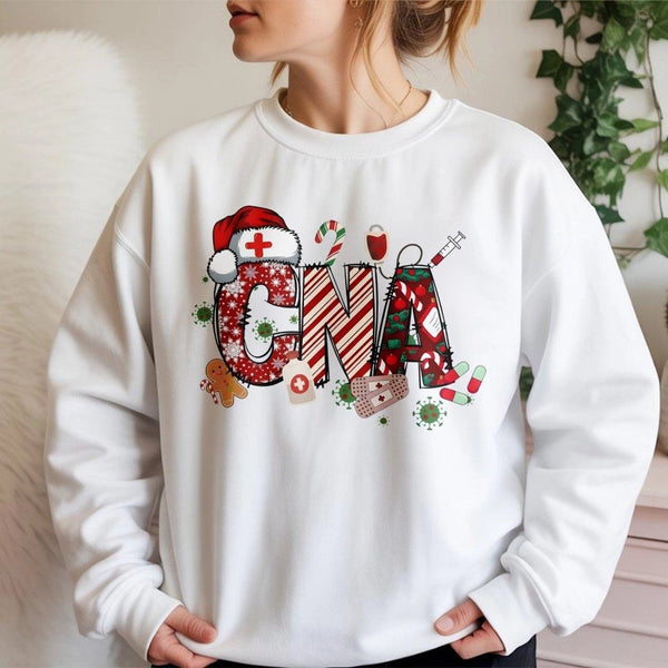 Nursing Assistant Holiday Sweater, CNA Christmas Sweatshirt, Festive Medical Crewneck, Certified Nurse Pullover, Hospital Tea