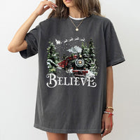 Holiday Express Graphic Tee, Believe Christmas Train T-Shirt, Vintage Magical Winter Train Shirt, Christmas Train T-Shirt, Holiday Fan Present