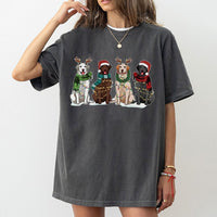 Reindeer Antlers Dog T-Shirt, Christmas Labrador T-Shirt, Holiday Lights Dog Shirt, Christmas Pet Graphic Tee, Dog Lover Present T-Shirt