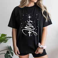 Christian Cross Holiday Shirt, Jesus Christmas Tree T-Shirt, Merry Christmas Jesus Shirt, Religious Faith Graphic Tee, Xmas Faith Present
