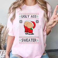 Ugly Christmas Graphic T-Shirt, Humorous Santa Mooning T-Shirt, Retro Holiday Humor T-Shirt, Humorous Xmas Party Graphic Tee, Holiday Gag Present