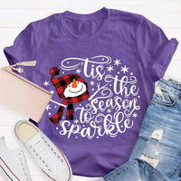 Adorable Winter Holiday Graphic Tee, Christmas Santa Hat Snowman T-Shirt, Festive Merry Christmas Shirt, Xmas Present for Women and Men