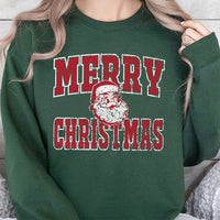 Distressed Santa Crewneck, Merry Christmas Santa Sweatshirt, Retro Holiday Graphic Sweatshirt, Comfy Xmas Pullover Sweatshirt, Holiday Present