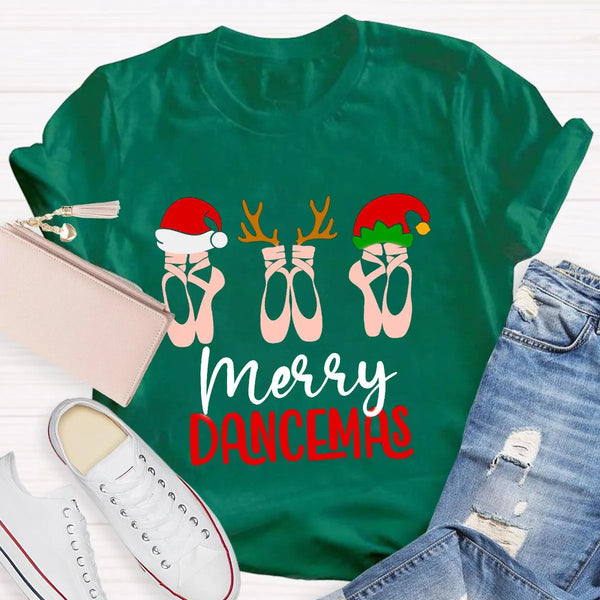 Humorous Christmas Dance Graphic Tee, Merry Dancemas Ballet Teacher T-Shirt, Dance Instructor Holiday Shirt, Adorable Balleri
