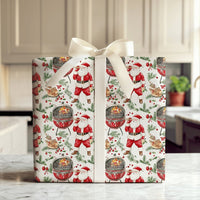 Christmas BBQ Cookout Gift Wrap, Grilling Santa Wrapping Paper, Roasted Turkey Holiday Wrapping Paper, Humorous Red Grill Gift Wrapping Paper