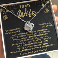 Christmas Love Knot Jewelry, To My Wife Love Knot Necklace, Romantic Wife Pendant Necklace, Anniversary Love Knot Present from Husband