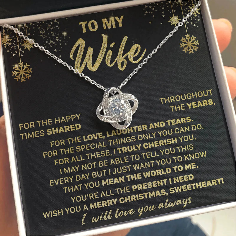 Christmas Love Knot Jewelry, To My Wife Love Knot Necklace, Romantic Wife Pendant Necklace, Anniversary Love Knot Present from Husband
