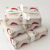 Watercolor Dog Santa Hat Holiday Gift Wrap, Goldendoodle Christmas Wrapping Paper, Doodle Dog Xmas Wrapping Paper, Pet Lover Present Wrap