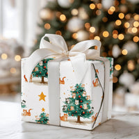 Festive Kitten Tree Gift Wrap, Watercolor Cat Christmas Wrapping Paper, Holiday Cat Lover Wrapping Paper, Adorable Xmas Gift Wrap Roll