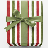 Festive Candy Stripe Gift Wrap, Christmas Red and Green Stripe Wrapping Paper, Holiday Striped Wrapping Paper, Xmas Present Paper Roll