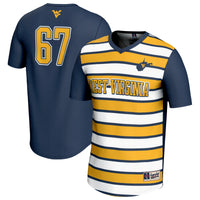 #67 West Virginia Mountaineers Lightweight Soccer Fashion Jersey - Navy
