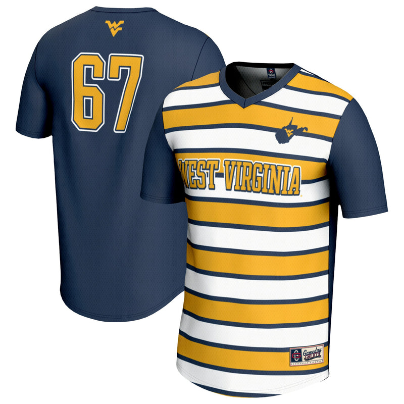 #67 West Virginia Mountaineers Lightweight Soccer Fashion Jersey - Navy