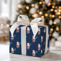 Navy Blue Christmas Gift Wrap, Tennis Santa Wrapping Paper, Tennis Player Santa Present Paper, Sporty Holiday Wrap, Tennis Coach Gift Wrap Roll