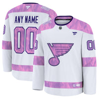 St. Louis Blues White 2024 Hockey Fights Cancer Custom Practice Jersey