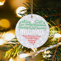 Sentimental Mom Ceramic Ornament, Mama Word Cloud Christmas Ornament, Meaningful Mother Holiday Tree Ornament, Present for Mom from Kids