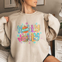 Retro Colorful Ornament Crewneck, Holly Jolly Christmas Sweatshirt, Vintage Holiday Aesthetic Pullover, Comfy Xmas Sweater, Christmas Present