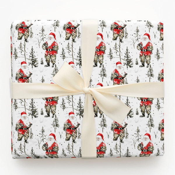 Tactical Santa Claus Gift Wrap, Camo Santa Christmas Wrapping Paper, Military Camouflage Holiday Wrapping Paper