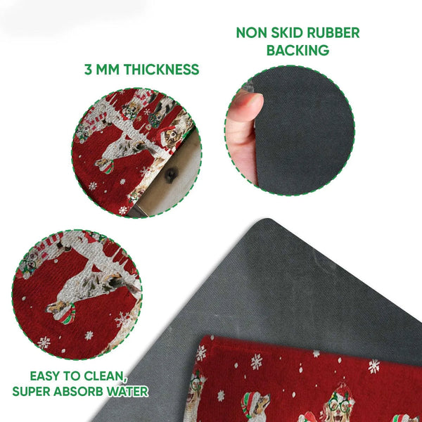 Snowflake Tree Holiday Welcome Mat, Australian Shepherd Christmas Doormat, Aussie Dog Front Door Mat, Xmas Entry Rug, Pet Lov