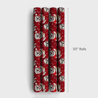 Santa Dog Watercolor Gift Wrap, English Bulldog Christmas Wrapping Paper, Snowflake Holiday Wrapping Paper, Dog Lover Xmas Wrapping Paper