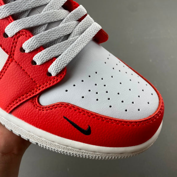 Low Top Sneakers, White Black Red Colorway, Lace Up Design, Casual Gift for Sneaker Fans