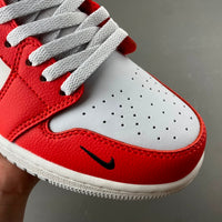 Low Top Sneakers, White Black Red Colorway, Lace Up Design, Casual Gift for Sneaker Fans