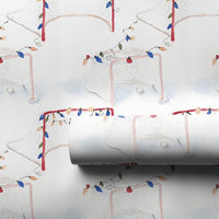 Watercolor Net Gift Wrap, Hockey Goal Christmas Wrapping Paper, Ice Hockey Lights Christmas Wrapping Paper, Sports Gift Wrap Roll