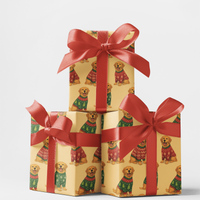 Adorable Dog Christmas Gift Wrap, Golden Retriever Wrapping Paper, Holiday Golden Retriever Wrapping Paper, Festive Puppy Dog Gift Wrap Roll