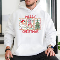 Vintage Santa and Tree Graphic Pullover, Retro Santa Merry Christmas Hoodie, Classic Holiday Tree Sweatshirt, Comfy Christmas Hoodie