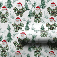 Military Christmas Gift Wrap, Tactical Camo Santa Wrapping Paper, Pine Tree Camouflage Wrapping Paper, Veteran Holiday Gift Wrap Roll