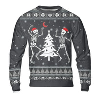 Spooky Xmas Ugly Holiday Sweater, Dancing Skeleton Christmas Sweatshirt, Gothic Winter Crewneck Sweatshirt, Humorous Creepy Adorable Holiday Present
