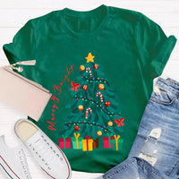 Retro Festive Holiday Graphic Tee, Merry and Bright Christmas Tree T-Shirt, Adorable Xmas Tree Shirt, Winter Holiday Present