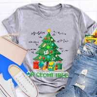 Humorous Geometry Pun Christmas T-Shirt, Oh Geometree Math Teacher Shirt, Holiday Math Teacher Graphic Tee, Xmas Math Teacher Holiday Present