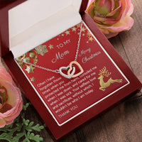 Crystal Double Heart Pendant, Interlocking Hearts Necklace for Mom, Surgical Steel Mom Heart Jewelry, Christmas Holiday Present for Mother
