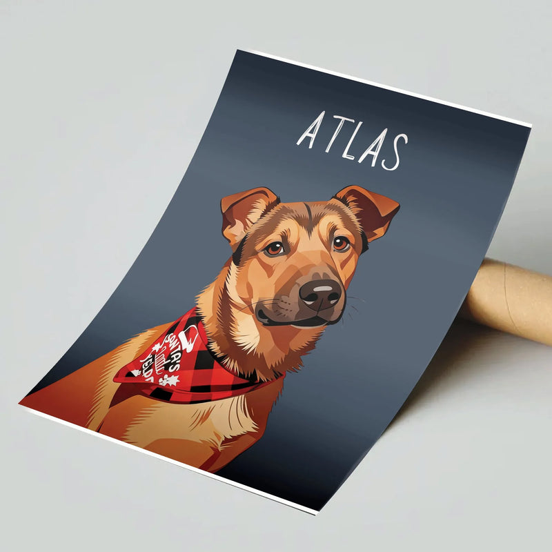 Modern Pet Art Print, Custom Dog Portrait Poster, Personalized Dog Photo Poster, Custom Pet Wall Art, Christmas Present for Dog Lovers