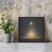 Christian Holy Family Painting Canvas Print, Christmas Nativity Square Canvas, Modern Religious Canvas Wall Art, Christmas Holiday Decor
