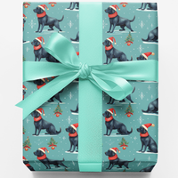 Flat Coated Retriever Santa Gift Wrap, Black Retriever Christmas Wrapping Paper, Festive Dog Wrapping Paper, Holiday Puppy Wrapping Paper