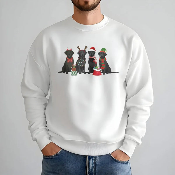 Festive Labrador Retriever Sweatshirt, Christmas Black Lab Sweatshirt, Holiday Dog Lover Sweatshirt, Adorable Xmas Dog Graphi