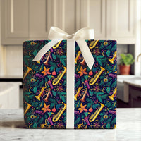 Brass Instrument Gift Wrap Roll, Music Christmas Wrapping Paper, Holiday Musician Present Wrap, Festive Band Orchestra Wrapping Paper