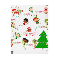 Adorable Holiday Character Gift Wrap, Christmas Elf Wrapping Paper, Retro Santa Helper Gift Wrapping Paper, Festive Kids Xmas Paper Roll