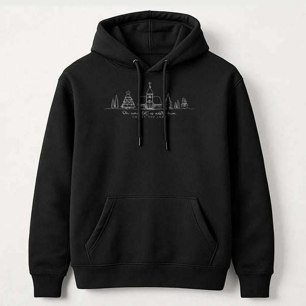 Minimalist Christian Christmas Hoodie, Oh Come Let Us Adore Him Hoodie, Line Art Faith Holiday Pullover, Nativity Religious C