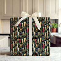 Holly Berry and Pine Wrapping Paper, Vintage Christmas Candle Wrapping Paper, Traditional Holiday Wrapping Paper, Winter Gift Wrap Roll