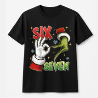 Humorous Christmas Santa Graphic Tee, Six Seven Meme T-Shirt, Viral Meme Holiday Shirt, Sarcastic Xmas Graphic T-Shirt, Party Humor Top
