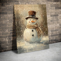 Top Hat Christmas Poster, Vintage Snowman Canvas Art, Rustic Winter Holiday Canvas Print, Digital Download Seasonal Wall Decor